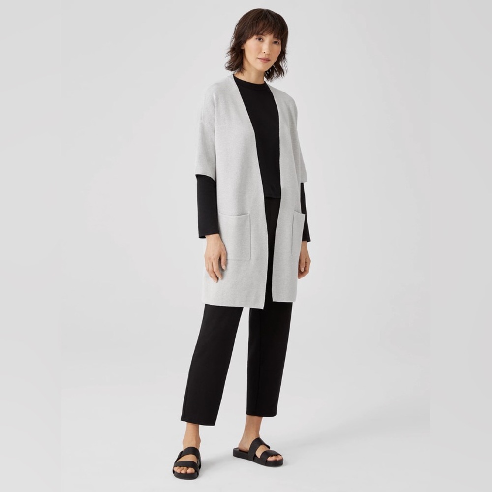Eileen Fisher Organic Cotton Silk Elbow-Sleeve Cardigan